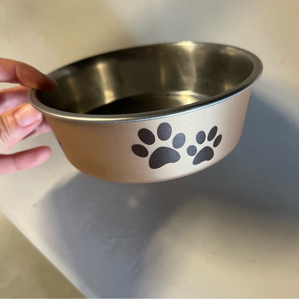 Rose Gold Champagne Round Dog Food Water Bowl 1.90 Cup / 450 mL EUC